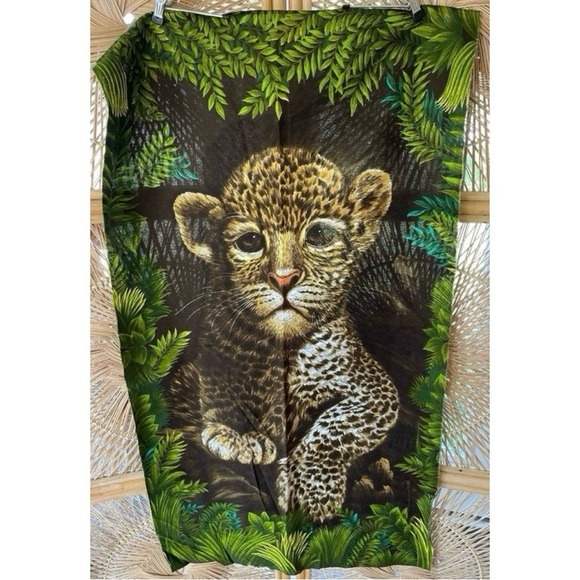 Wesco-Reltex Other - Vintage Wesco-Reltex Leopard Cub Jungle Safari Fabric Panel for tapestry sewing